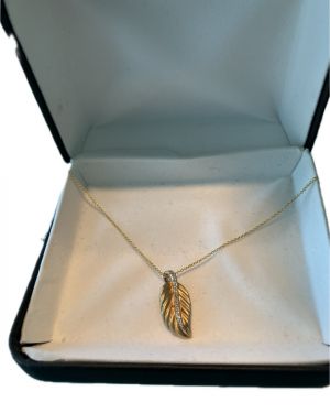 10k Yellow Gold & Diamond Effy Leaf Pendant