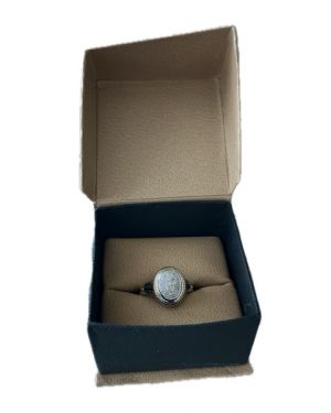 14k & Sterling Silver Effy Pave Diamond Oval Ring, size 6 3/4
