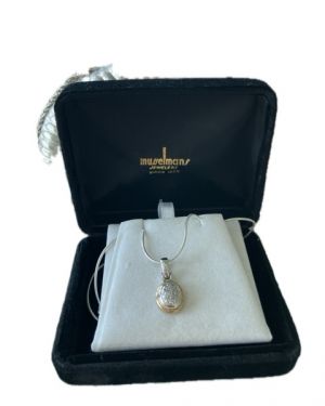 14k & Sterling Silver Effy Pave Diamond Oval Pendant 18″ Necklace