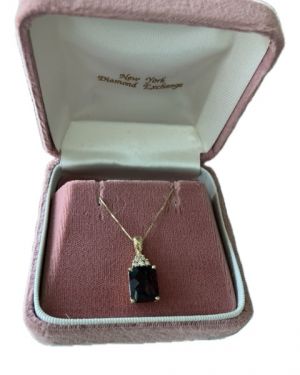 14k Yellow Gold Ruby & Diamond Pendant Necklace