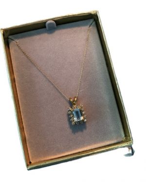 10k Yellow Gold Aquamarine & Diamond Pendant Necklace